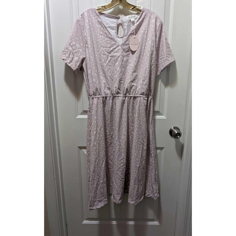 NEW! Marie Nicole Womens 2XL Light Pink Short-Sleeve Midi Dress Spring Summer